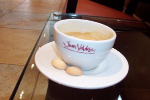 A cup of Juan Valdez coffee