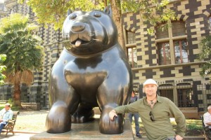 JL in Medellín, among Botero's statues