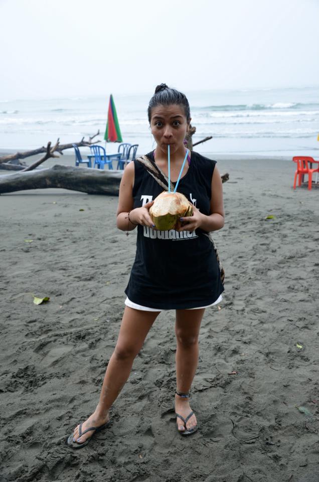 Enjoying a coco loco on the beach in La Barra