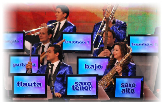 The Orchestra of Fortune, with handy captions. 