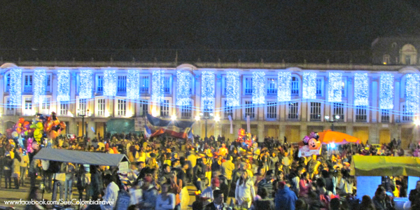 Christmas lights in Plaza Bolivar, Bogota