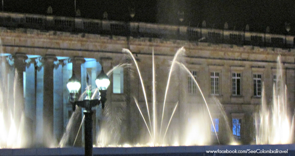 Christmas light show in Plaza Bolivar, Bogota
