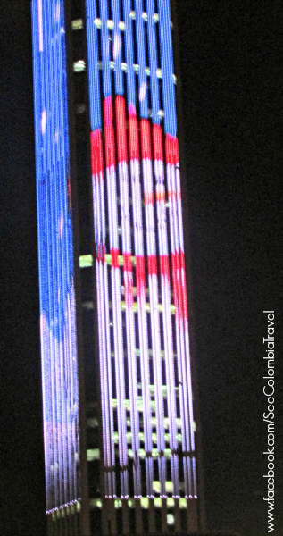 Christmas lights on the Torre Colpatria, Bogota