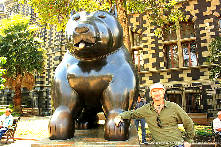 JL with a Botero statue in Medellin